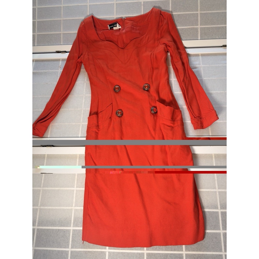 1980s Nipon Vintage Executive Dress Double Breasted Power Suit Red USA Made Sz 4